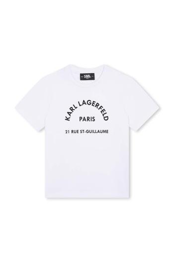 Detské bavlnené tričko Karl Lagerfeld biela farba, Z30205