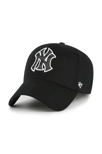 Bavlnená šiltovka 47 brand MLB New York Yankees čierna farba, s nášivkou, B-FIJMP17CTP-BK