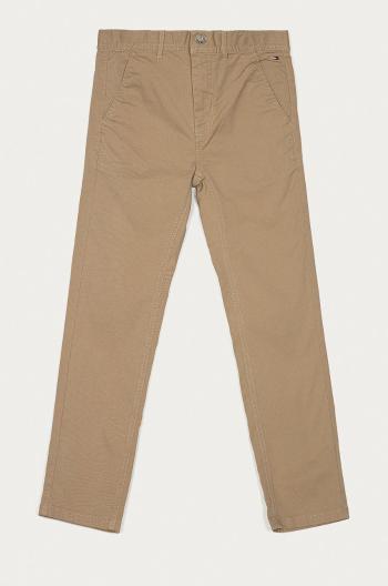 Detské nohavice Tommy Hilfiger béžová farba