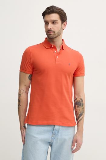 Polo tričko Tommy Hilfiger pánske, oranžová farba, jednofarebné, MW0MW17771