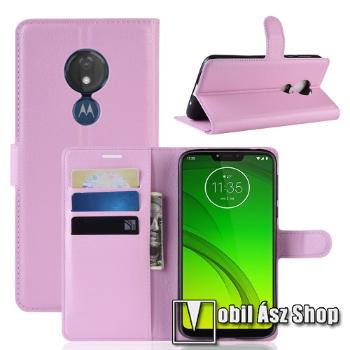 Wallet notesz tok / flip tok - RÓZSASZÍN - asztali tartó funkciós, oldalra nyíló, rejtett mágneses záródás, bankkártyatartó zseb, szilikon belső - MOTOROLA Moto G7 Power