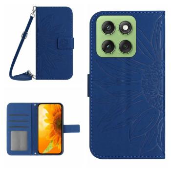 ART SUNFLOWER Peňaženkový obal so šnúrkou pre Motorola Edge 60 svetlomodrý