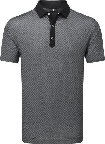 Footjoy Checker Print Lisle Mens Black/White XL Polo košeľa