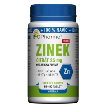 BIO PHARMA Zinok Citrát Forte 25 mg 90+90 tabliet