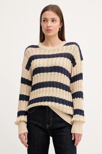 Ľanový sveter Tommy Hilfiger béžová farba, ľahké, WW0WW44481