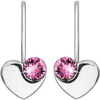 Evolution Group Strieborné srdiečkové náušnice s kryštálmi Swarovski 31299.3 Rose