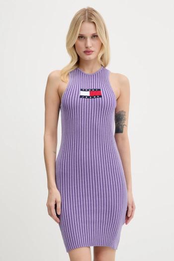 Šaty Tommy Jeans fialová farba, maxi, priliehavé, DW0DW20877