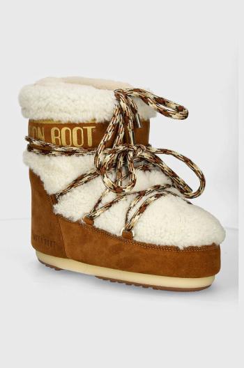 Semišové snehule Moon Boot MB ICON LOW SHEARLING hnedá farba, 80D1409580 MA03