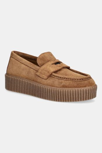 Semišové mokasíny Weekend Max Mara Kapokloafer hnedá farba, na platforme, 2525526054600