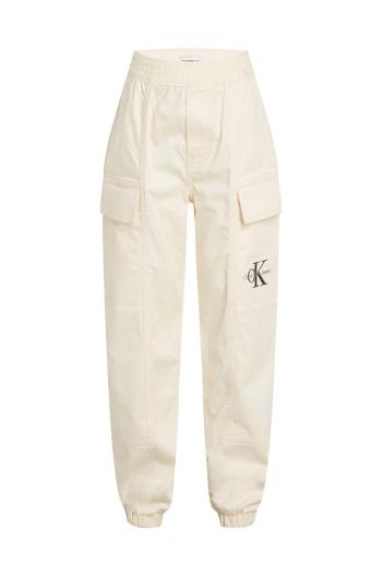 Detské tepláky Calvin Klein Jeans WOVEN CARGO béžová farba, jednofarebné, IB0IB02270