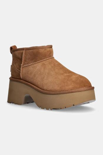 Semišové snehule UGG Classic Ultra Mini New Heights dámske, hnedá farba, 1158311-CHE