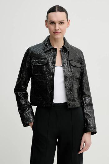 Bunda The Kooples čierna farba, prechodná, FBLO30018K
