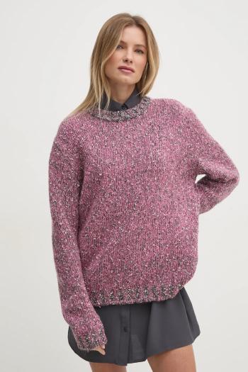 Sveter s prímesou vlny United Colors of Benetton pánsky, ružová farba, 116NU108M