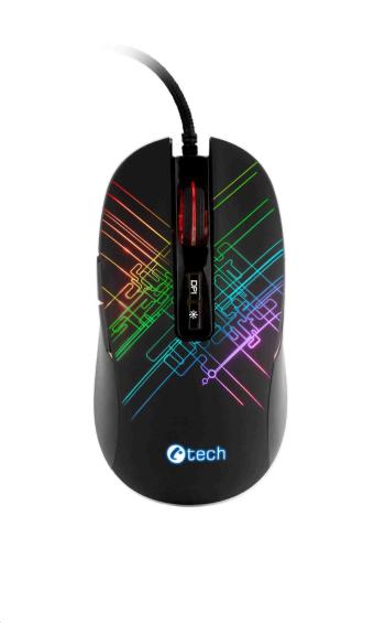 C-TECH herná myš Dusk, casual gaming, 3200 DPI, RGB podsvietenie, USB