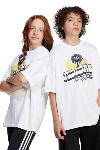 Detské bavlnené tričko adidas Originals biela farba, s potlačou, JD0371