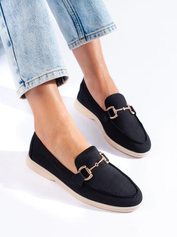 Trendy dámske čierne topánky na podpätku bez podpätku