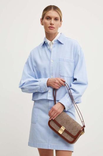 Rifľová košeľa A.P.C. surchemise samantha brodee dámska, voľný strih, s klasickým golierom, COGZS.F02895