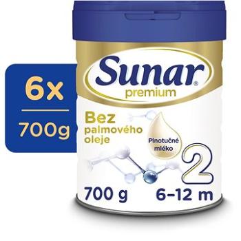Sunar Premium 2 pokračovacie dojčenské mlieko, 6× 700 g (8592084417642)