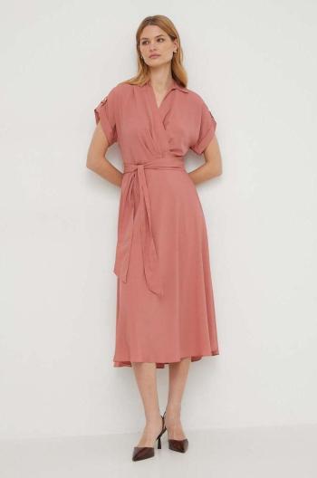 Šaty Lauren Ralph Lauren ružová farba,midi,áčkový strih,250909427
