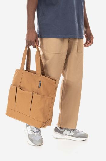 Bavlnené nohavice Gramicci Loose Tapered Pant béžová farba, široké, stredne vysoký pás