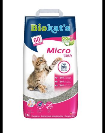 BIOKAT'S Micro Fresh 14 L nisip fin pentru pisici, din bentonita cu parfum floral