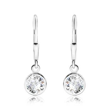 Náušnice zo striebra 925, okrúhly číry zirkón, 6 mm