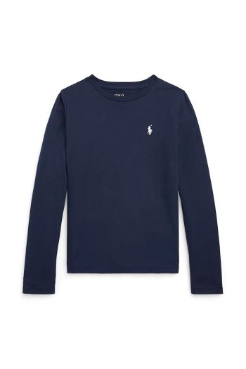 Detská bavlnená košeľa s dlhým rukávom Polo Ralph Lauren tmavomodrá farba, 313841122029