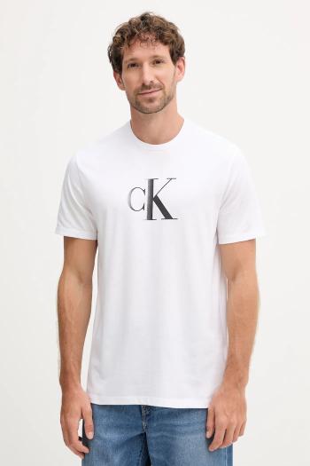 Bavlnené tričko Calvin Klein Jeans pánske, biela farba, s potlačou, LV04RC857G