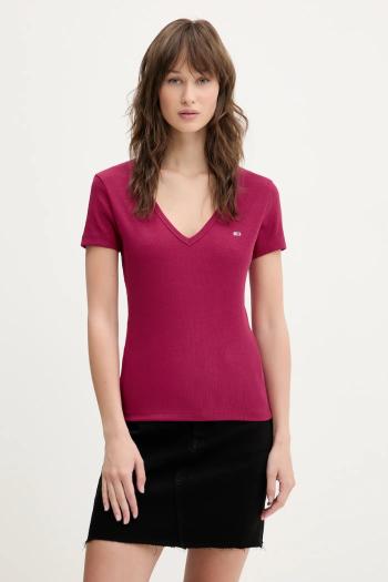 Tričko Tommy Jeans dámske, ružová farba, DW0DW17385