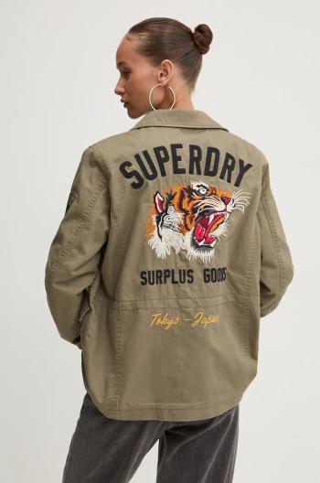 Bavlnená bunda Superdry zelená farba, prechodná, W5011762A-NY8