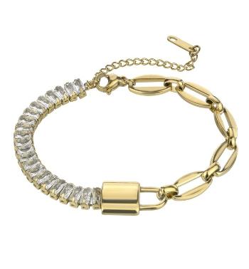 Marc Malone Pozlátený náramok so zirkónmi Jacqueline White Bracelet MCB24037G