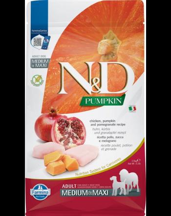 N&amp;D Pumpkin Chicken &amp; Pomegranate Adult Medium &amp; Maxi 2.5 kg hrana caini adulti talie medie/mare, pui si rodie