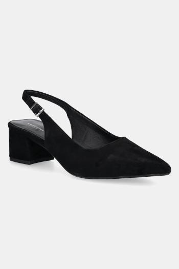 Semišové lodičky Vagabond Shoemakers MARTA čierna farba, na podpätku, s otvorenou pätou, 5928-140-20