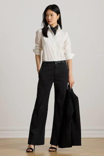 Nohavice Lauren Ralph Lauren čierna farba, zvony, vysoký pás, 200P02077