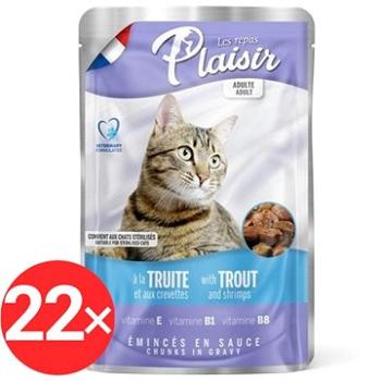 Plaisir Cat kapsička pstruh + krevety 22× 100 g (8595657301010)