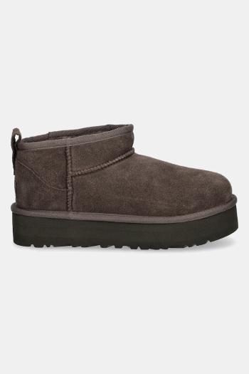 Detské semišové snehule UGG CLASSIC ULTRA MINI PLATFORM čierna farba, 1157791K