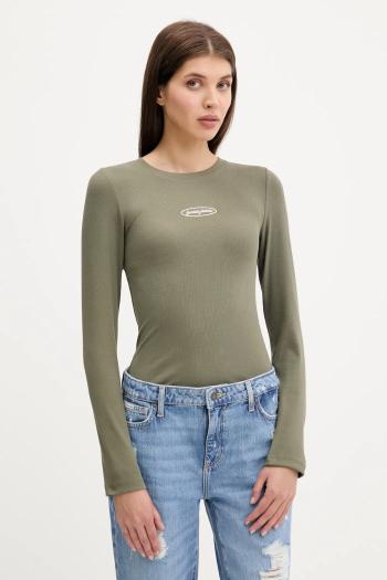 Tričko s dlhým rukávom Guess Jeans zelená farba, W5YP38 KA0H1