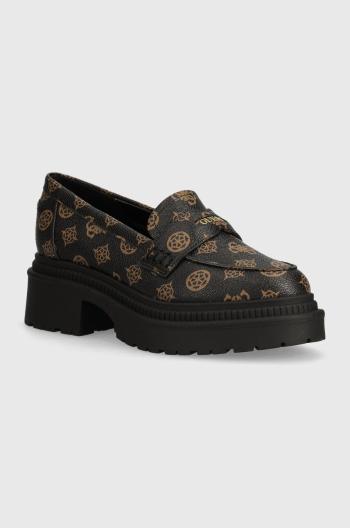 Mokasíny Guess FINDA2 dámske, hnedá farba, na platforme, FLTFI2 FAL14