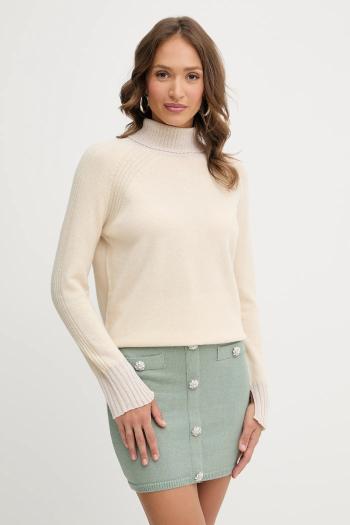 Vlnený sveter Twinset béžová farba, s rolákom, 252TP3582
