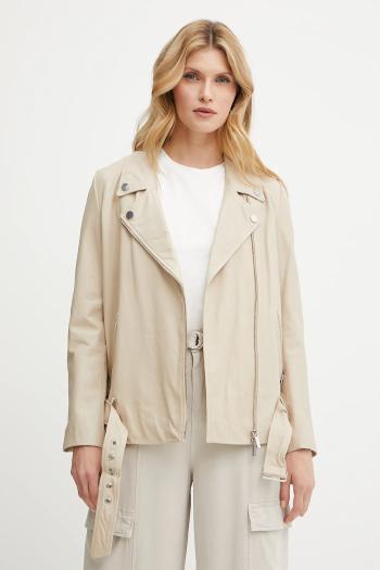 Kožená bunda Armani Exchange béžová farba, prechodná, XW000218 AF10854