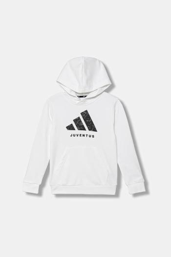 Detská mikina adidas Performance JUVENTUS biela farba, s kapucňou, s potlačou, IT3846