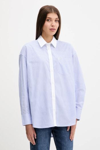 Bavlnená košeľa Guess Jeans modrá farba, voľný strih, s klasickým golierom, W5RH94 WGZ11