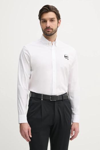 Košeľa Karl Lagerfeld pánska, biela farba, regular, s golierom button-down, 552671.605911
