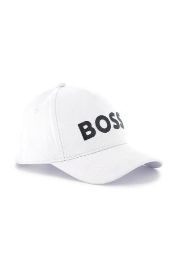 Detská bavlnená šiltovka BOSS biela farba, s nášivkou, J51681
