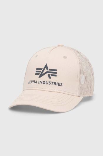 Šiltovka Alpha Industries béžová farba, s potlačou