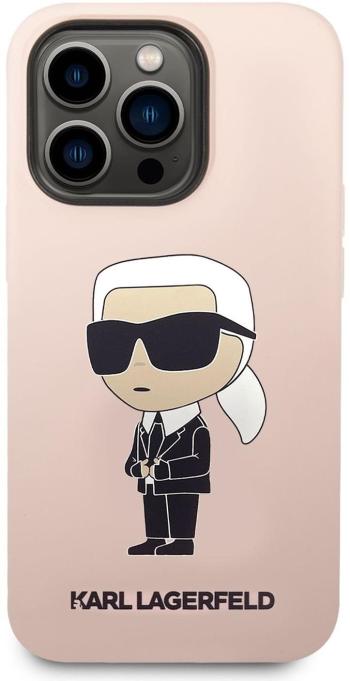 Telefon tok Karl Lagerfeld Liquid Silicone Ikonik NFT iPhone 14 Pro rózsaszín hátlap tok