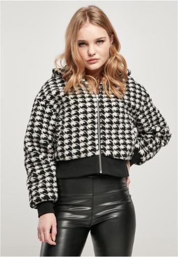 Urban Classics Ladies Short Oversized AOP Sherpa Jacket blackhoundstooth - XL