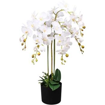 Umelá rastlina orchidea s kvetináčom 75 cm biela (244425)