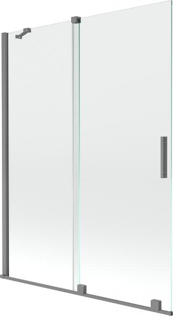 MEXEN/S - Velár dvojkrídlová posuvná vaňová zástena 130 x 150 cm, transparent, grafit metal 896-130-000-01-95