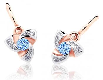 Cutie Jewellery Detské náušnice z ružového zlata C2203-10-X-4 svetlo modrá